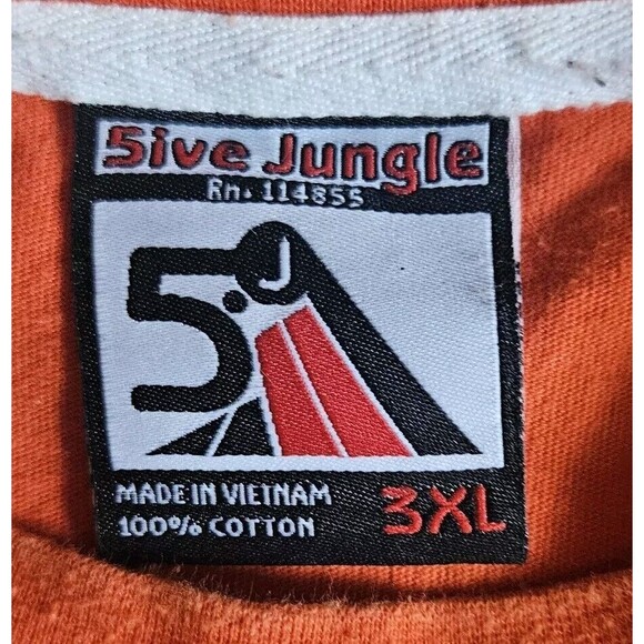 5ive Jungle Hip Hop T Shirt Size 3XL Orange All Over Print Y2K - Picture 6 of 6